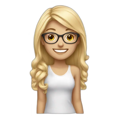 blonde girl wearing glasses with beautiful smile sticker
