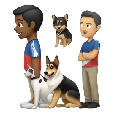 Filipino girl, white guy, German shepherd  sticker