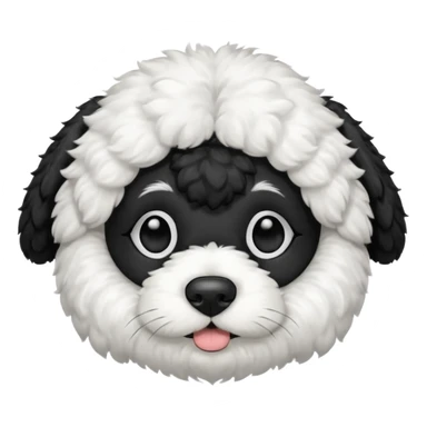 black and white cockapoo - give him a white chest, black ears, black top of the head, black fur covering his eyes, but then a white snout and a white patch of fur on his forehead  sticker
