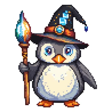 penguin wizard with magical powers sticker