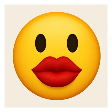 yellow face emoji with bold red lips sticker