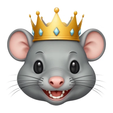 rat laughing like a villain in pleasure after stealing something with a crown sticker