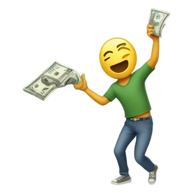 Guy throwing money sticker