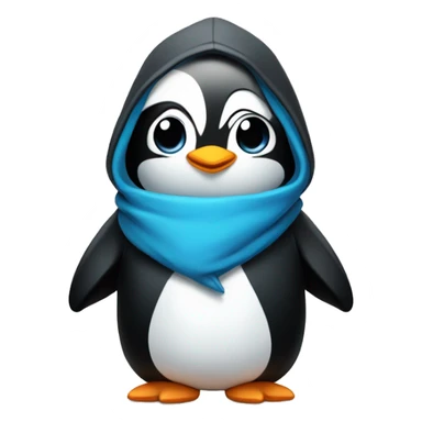 A chibi Penguin in black blue hoodie signals love sticker