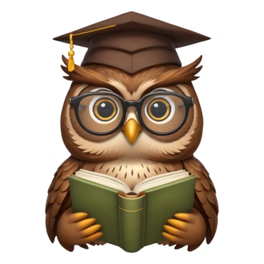 wise owl with glasses and book sticker