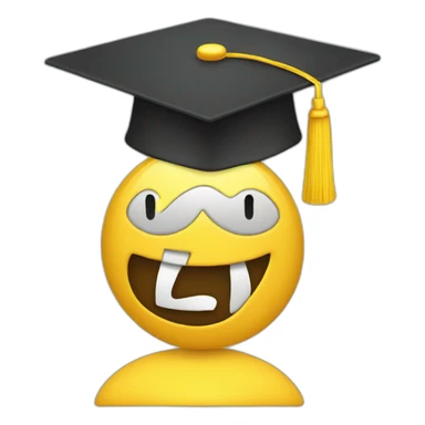 yellow emoji with mortarboard on its head sticker