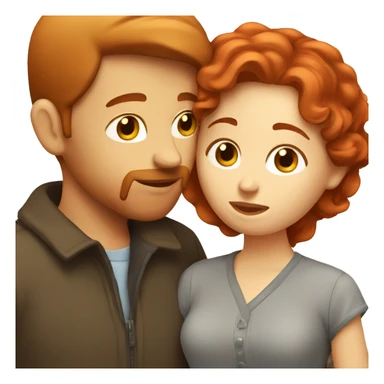 Red hair woman kissing a brown hair man sticker