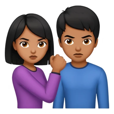 brother and sister fighting modern culture naughty  - indian skin and hairstyle sticker