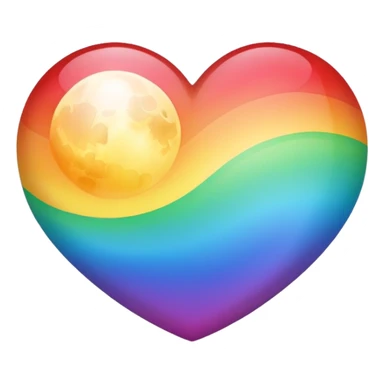 heart with rainbow gradient and moon sticker