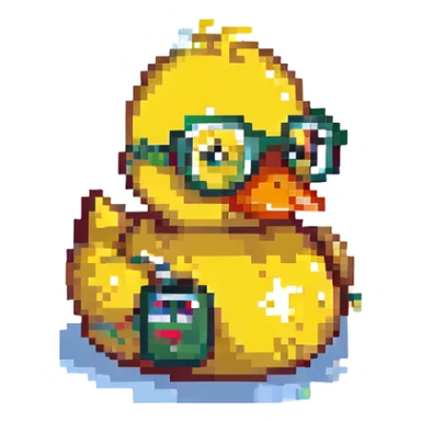 Rubber duck wearing tiny glasses sticker
