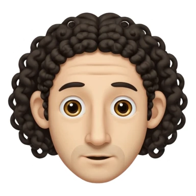 jewish jew man's face, wearing a tiny black kippah and 2 curly long hair strands near the ears, big nose, only face, no body, no mustache sticker