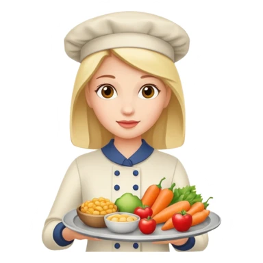 A woman is holding a tray of food. sticker