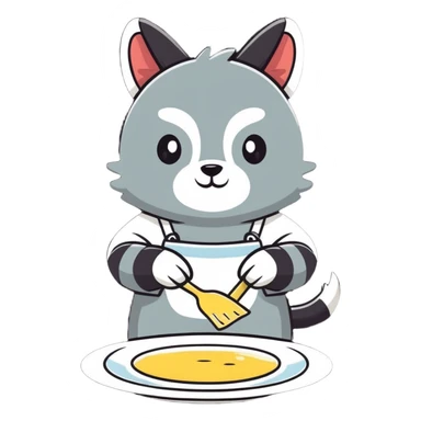 a cute animal wearing gloves and washing a plate sticker