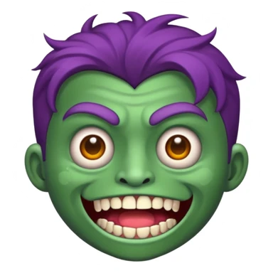 Zumbi verde com dentes prata e cabelo roxo novo sticker