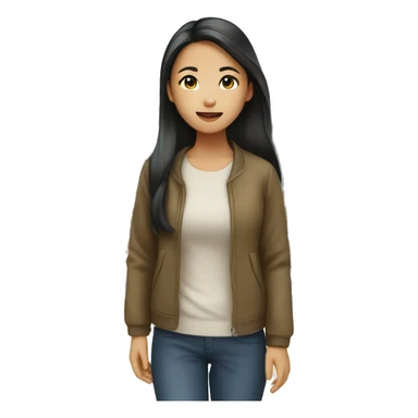 Asian girl at grocery  sticker