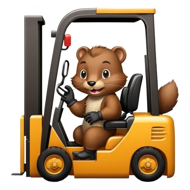 a forklift-driving beaver sticker