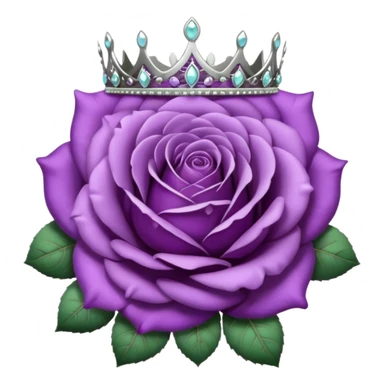 Purple rose flower, silver circle plaque, silver tiara sticker