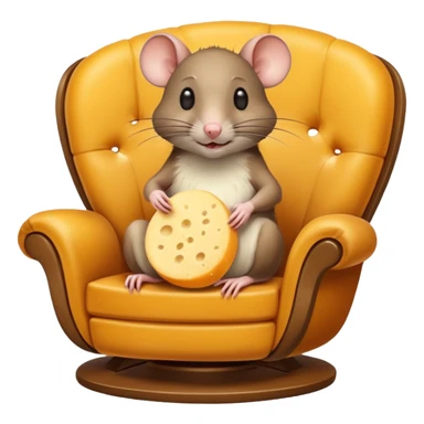 Rat in a lounge chair with a cheese sticker