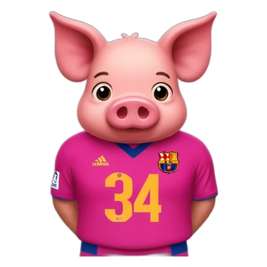 pig, barcelona jersey, fat sticker