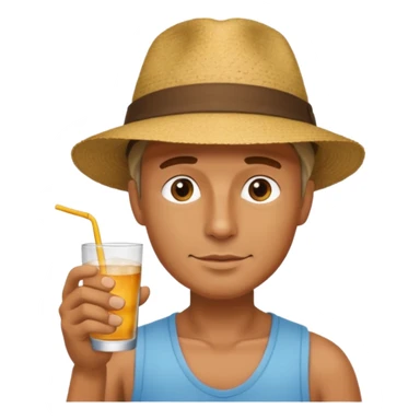 guy with hat and drink, no glasses sticker