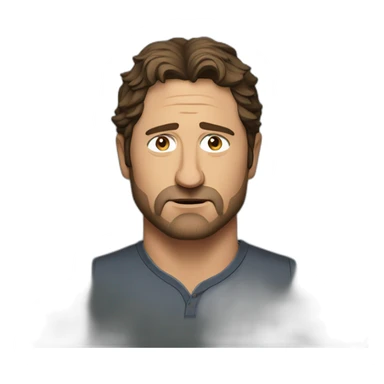 actor gerard butler serious cartoon wearing henley sticker