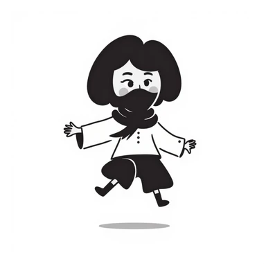 female ninja in a hand drawn doodle style, playful expression sticker