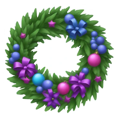 Blue and purple Wreath with Merry Christmas sticker