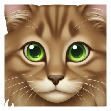 long-haired brown cat with green eyes sticker