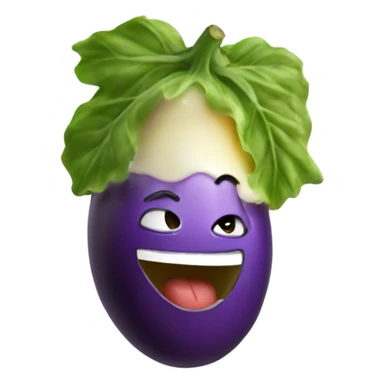 laughing with egg plant in mouth sticker
