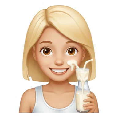 a girl with milk spilled at her face emoji sticker