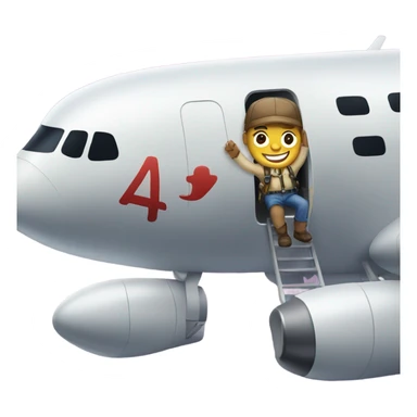 Harrison climbing an airplane sticker