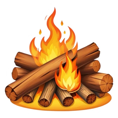 warm glowing campfire with logs and flames sticker