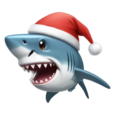a shark with a christmas hat sticker