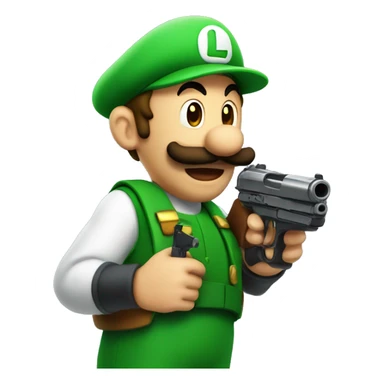 Luigi with a silenced pistol sticker