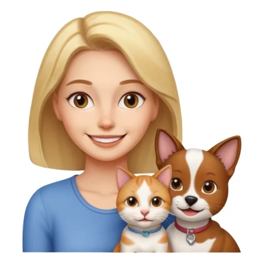 A cat with a dog looking a woman  sticker