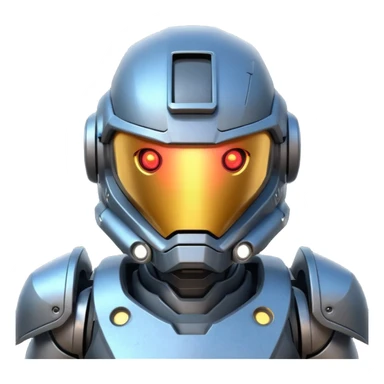 futuristic war robot portrait, head and shoulders only, glowing eyes, detailed helmet faceplate, armor collar, sci-fi metal textures, 3D cartoon, mobile game icon style, clean background, no text, no watermark
 sticker