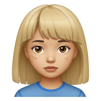 menina com a cara arranhada e franja sticker