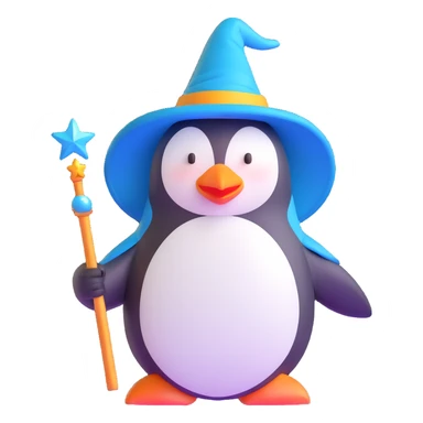 penguin wizard with magic wand sticker
