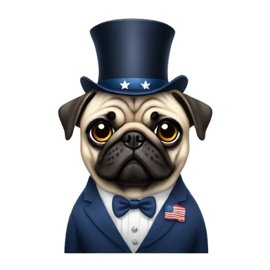Pug wearing formals posing as the president of the United StatesUnited States sticker
