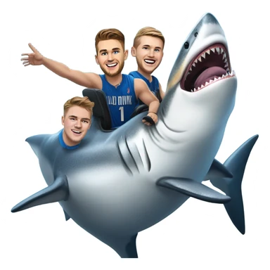 Luka doncic, dalton knecht, Austin reeves on a great white shark sticker