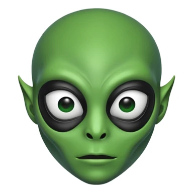 an alien with half face mask and 
 sticker