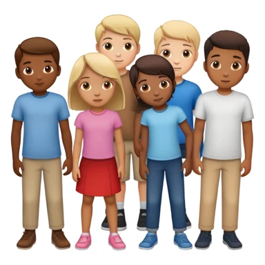 Seven boys and three girls standing together as a group sticker
