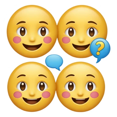 two emojis talking to each other, clear facial expressions, speech bubbles sticker