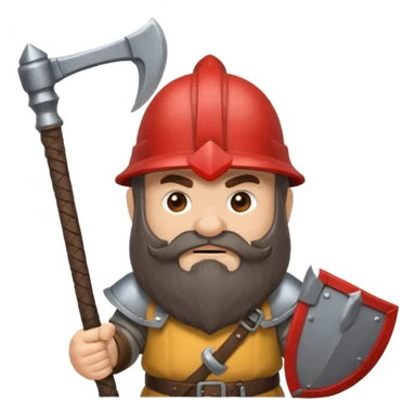 gimli the dwarf, dark brown beard, gray metal helmet, battle axe sticker