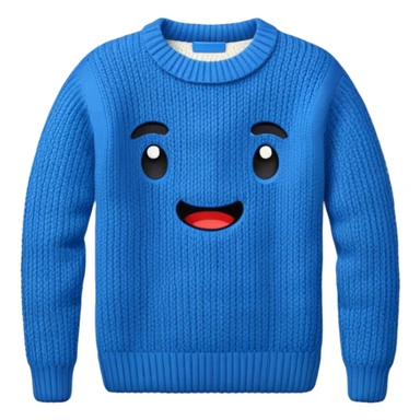 A 3D cartoon warm sweater with chunky knit texture, folded on a table, smooth shadows, Memoji-style realism. sticker