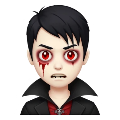 Boy vampire zombie with black hair emo emoji sticker