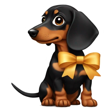 Black and tan dachshund with bow sticker