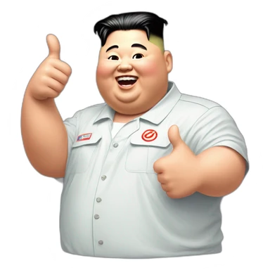 super fat Kim jong un Nike shirt and thumbs up sticker
