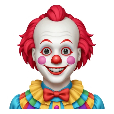 A white animatronic humanoid male clown manne sticker