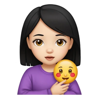 Dikri ( little cute baby girl ) 5 ke 6 emoji moklo aane hair no colour black 🖤 karo sticker